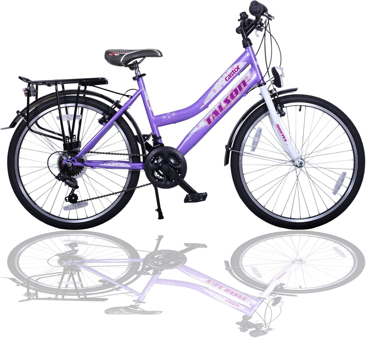 Talson 24 Zoll Kinderfahrrad 21-Gang Shimano Drehgriffschaltung Lila-Weiss mit Beleuchtung nach STVO