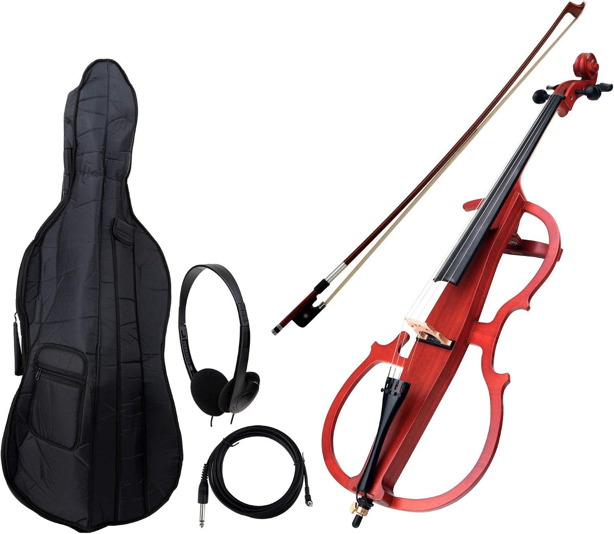 Classic Cantabile CE-200 E-Cello (elektrisches Cello/Violoncello mit Tonabnehmer, Tasche, Größe 4/4) natur matt