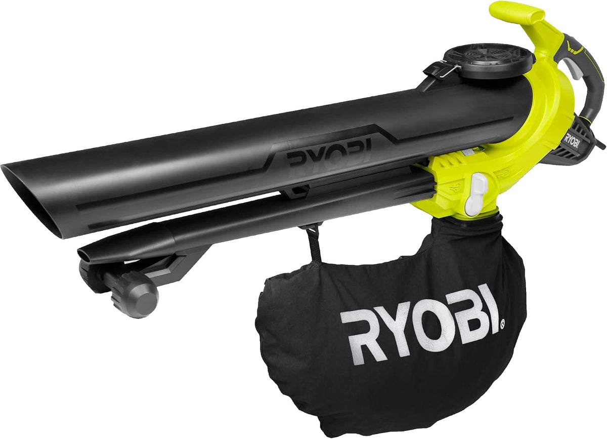 RYOBI 3000W Elektro-Laubsauger RBV3000CESV (Luftmenge16 m³/min, Luftgeschwindigkeit 375km/h, Fangsackgröße 45L, (Laub-) Häckselverhältnis 16:1)