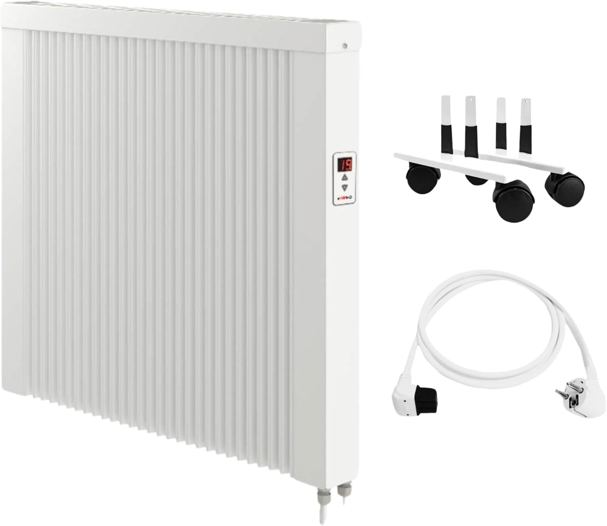 Flächenspeicherheizung Mobile areo direct 1300 Watt, Appsteuerung ohne Zusatzhardware möglich, mit Laufrollen und Winkelstecker, simples Thermostat