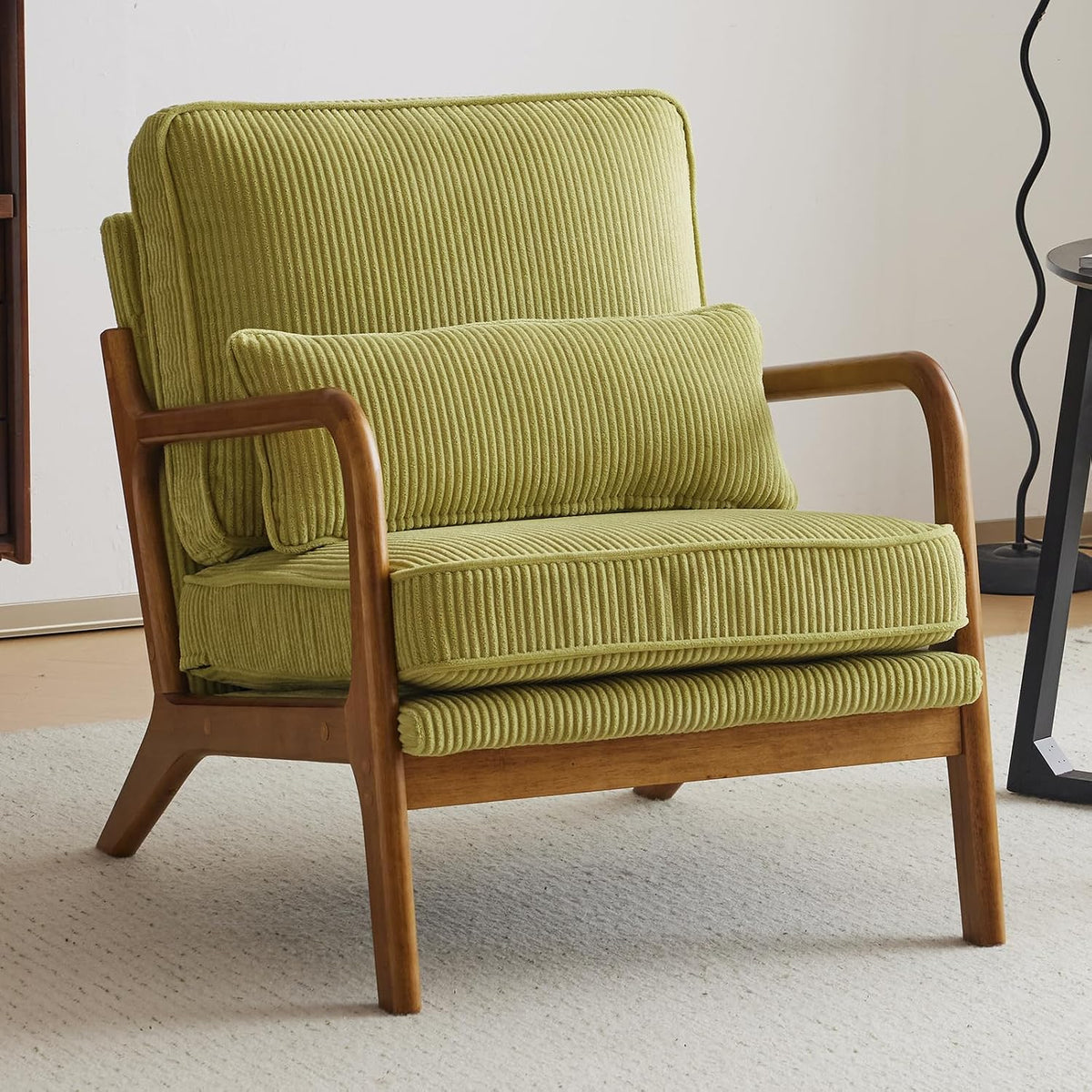 Bonnlo Sessel Gepolsterter Cocktailsessel, bis 200 kg belastbar, Ohrensessel für Wohnzimmer, Polsterstuhl mit Massivholz, Moderner loungesessel