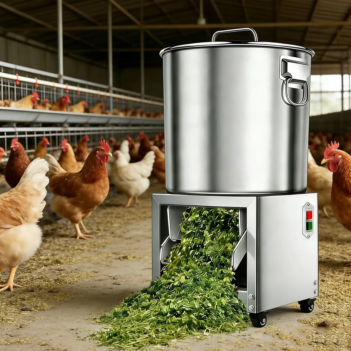 Kleine Geflügelfutterverarbeitungsmühle mit 4 Klingen, 50–120 kg/h, elektrischer kommerzieller Häckselschneider, Edelstahl for einfache Reinigung