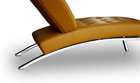 NEUERRAUM Bauhaus Daybed Chaiselongue Lounge-Sessel Relax Liege Couch Sofa Echtleder, Fuß Edelstahl poliert. Abbildung in Leder Hellbraun (Cognac).