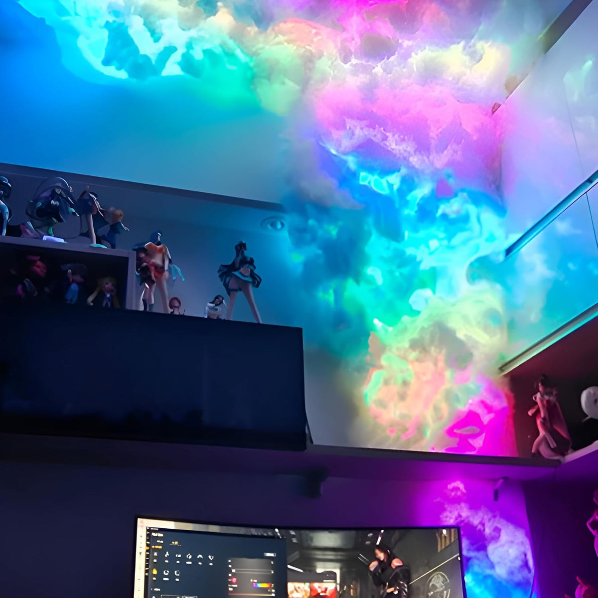 LED-Licht-Set, 3D-Thundercloud-DIY-Dekoration mit Musiksynchronisation, mehrfarbige USB-Wand- und Deckendekoration für Schlafzimmer, Spielzimmer