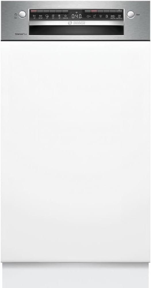 Bosch SPI4HMS49E Serie 4 Teilintegrierter Geschirrspüler 45 cm, Smart Start, AquaStop, Home Connect, VoiceControl, EcoSilence Drive, Gebürsteter Stahl