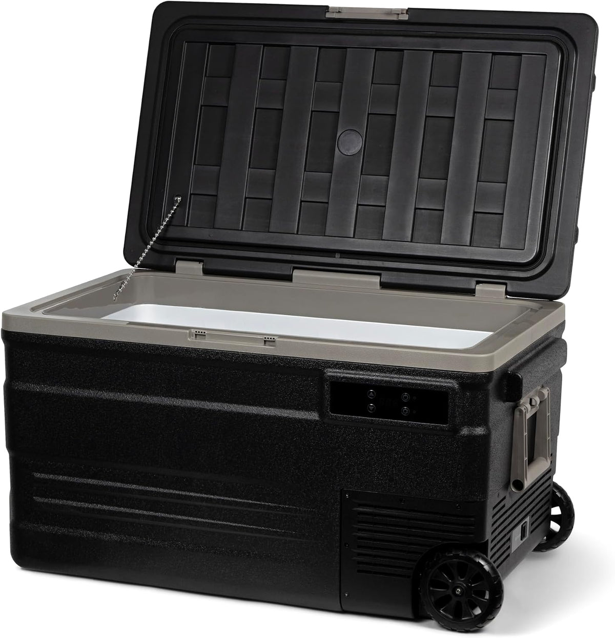 Steamy-E Single Zone 75 Roller, 12V/24V/230V, kompakter Mini-Kühlschrank für Auto, 74 Liter, zum Gefrieren und Kühlen von -20 °C bis +20 °C, Schwarz