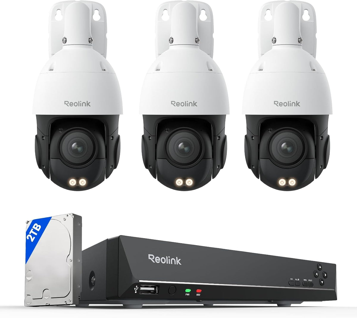 Reolink 4K 8MP UHD PTZ Outdoor Überwachungskamera PoE mit 5X 3D optischem Zoom, RLC-823S1*3 mit RLN8-410, Auto-Tracking, Farbnachtsicht