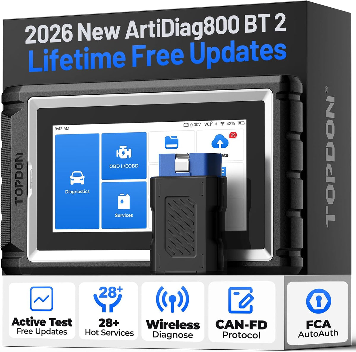 TOPDON AD800BT V2.0 OBD2 diagnosegerät Auto Lebenslange kostenlose Upgrades