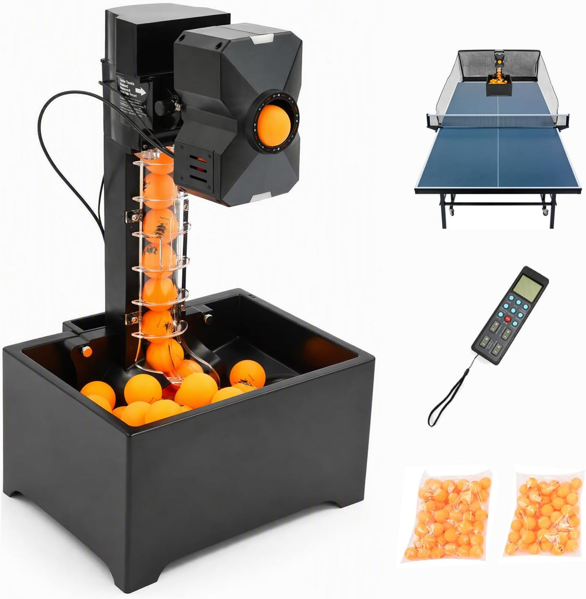 Tischtennis Roboter mit Netz Automatische Tischtennis Ballmaschine Von 100 Bällen Professionell Tischtennisroboter mit 10 Modi, Übung, 4-40m/s