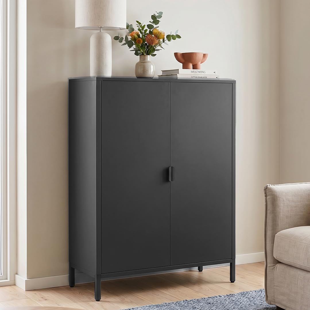 skølm Ituri Metall Sideboard, Schwarz, Highboard, 3 verstellbare Fächer