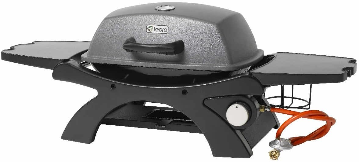 tepro Tischgasgrill Abington (klein), 1 Brenner mit max. 3,2 kW Leistung, Maße ca. 102 x 46,2 x 38 cm, Piezozündung, Thermometer, Anthrazit / Schwarz