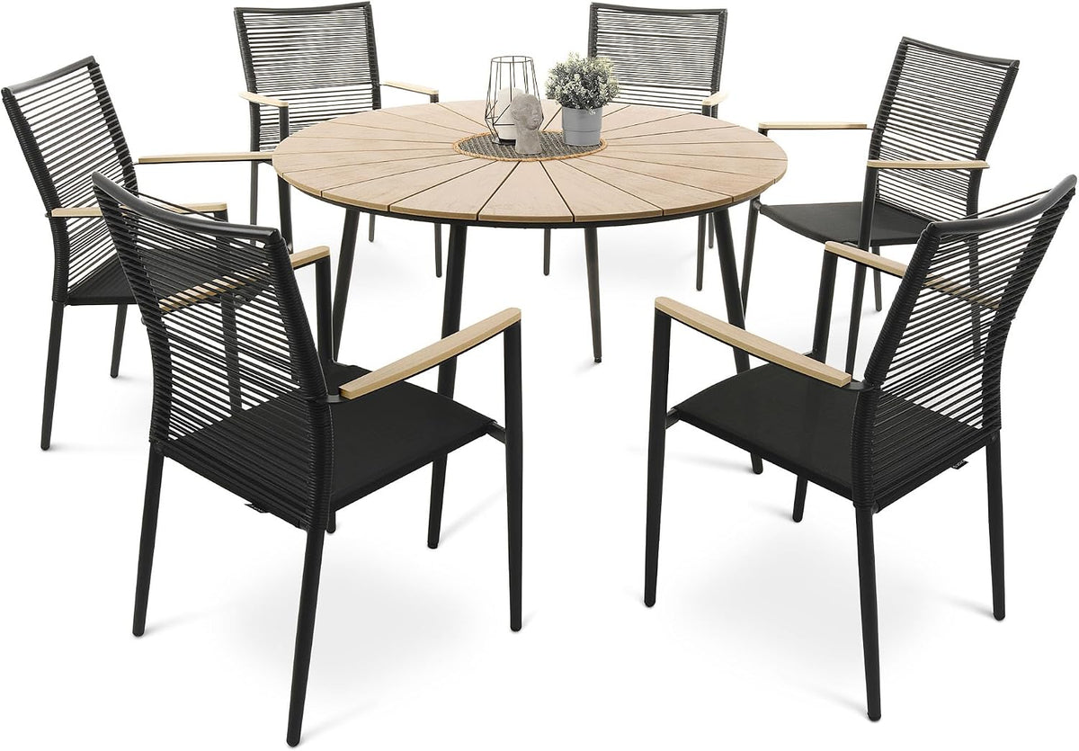 di volio Gartenmöbel-Set Essgruppe Aluminium Polyrattan Textilene Acona