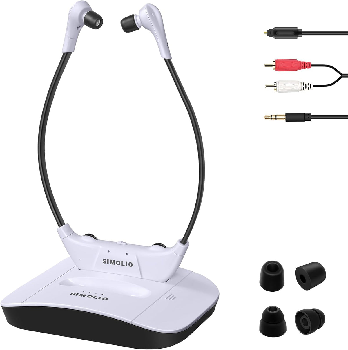 SIMOLIO Digitale Funkkopfhörer für Fernseher Kabellos, TV Hörverstärker SM-824D1, Kopfhörer Kabellos für Fernseher für Senioren