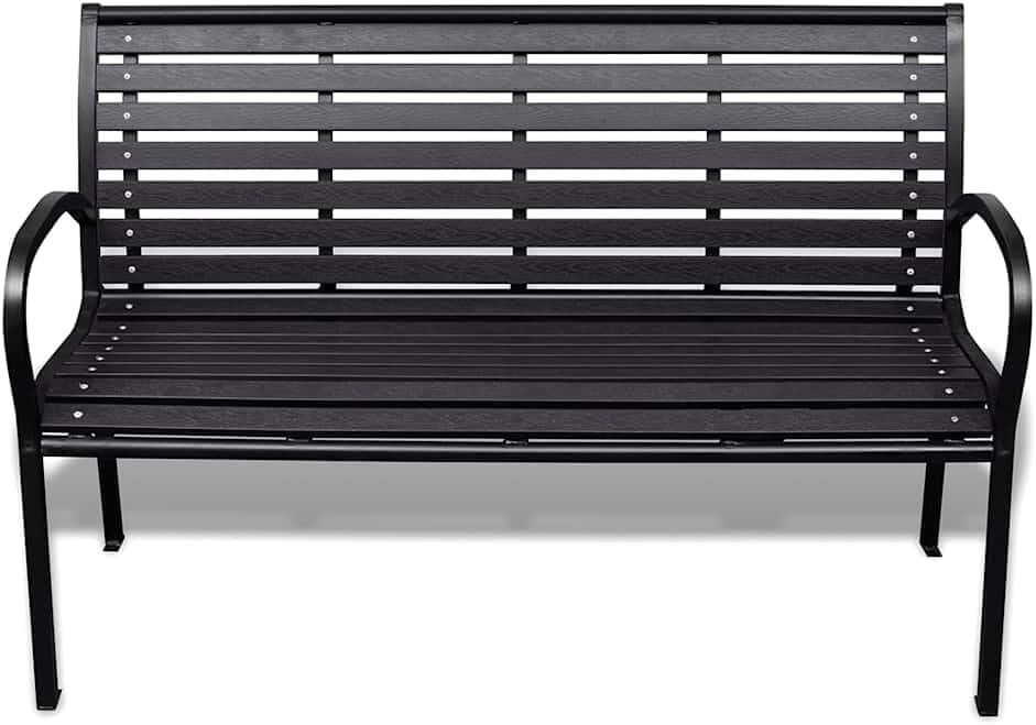 Gartenbank 120 cm Stahl WPC Schwarz