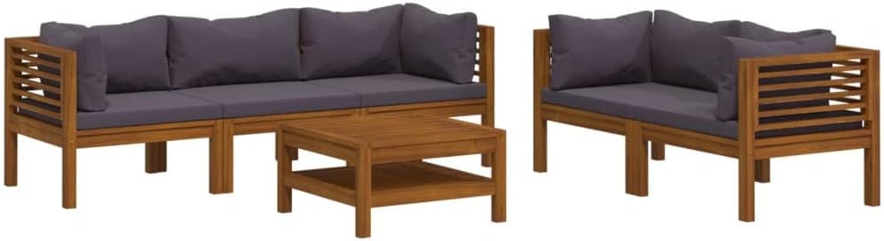 vidaXL 6-TLG. Garten-Lounge-Set mit Auflage Massivholz Akazie