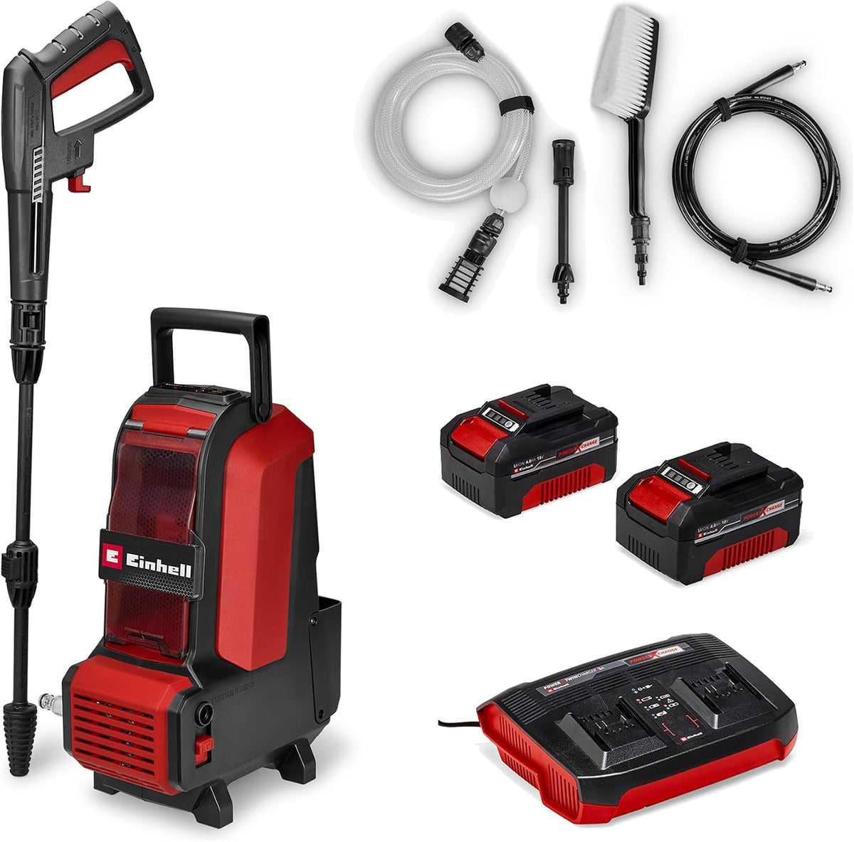 Einhell Akku-Hochdruckreiniger HYPRESSO 36/105 PXC (36 V, 270 L/h, 4 m Hochdruckschlauch, 5 m Saugschlauch, inkl. 2X 4,0 Ah Akku & Ladegerät), 105 bar