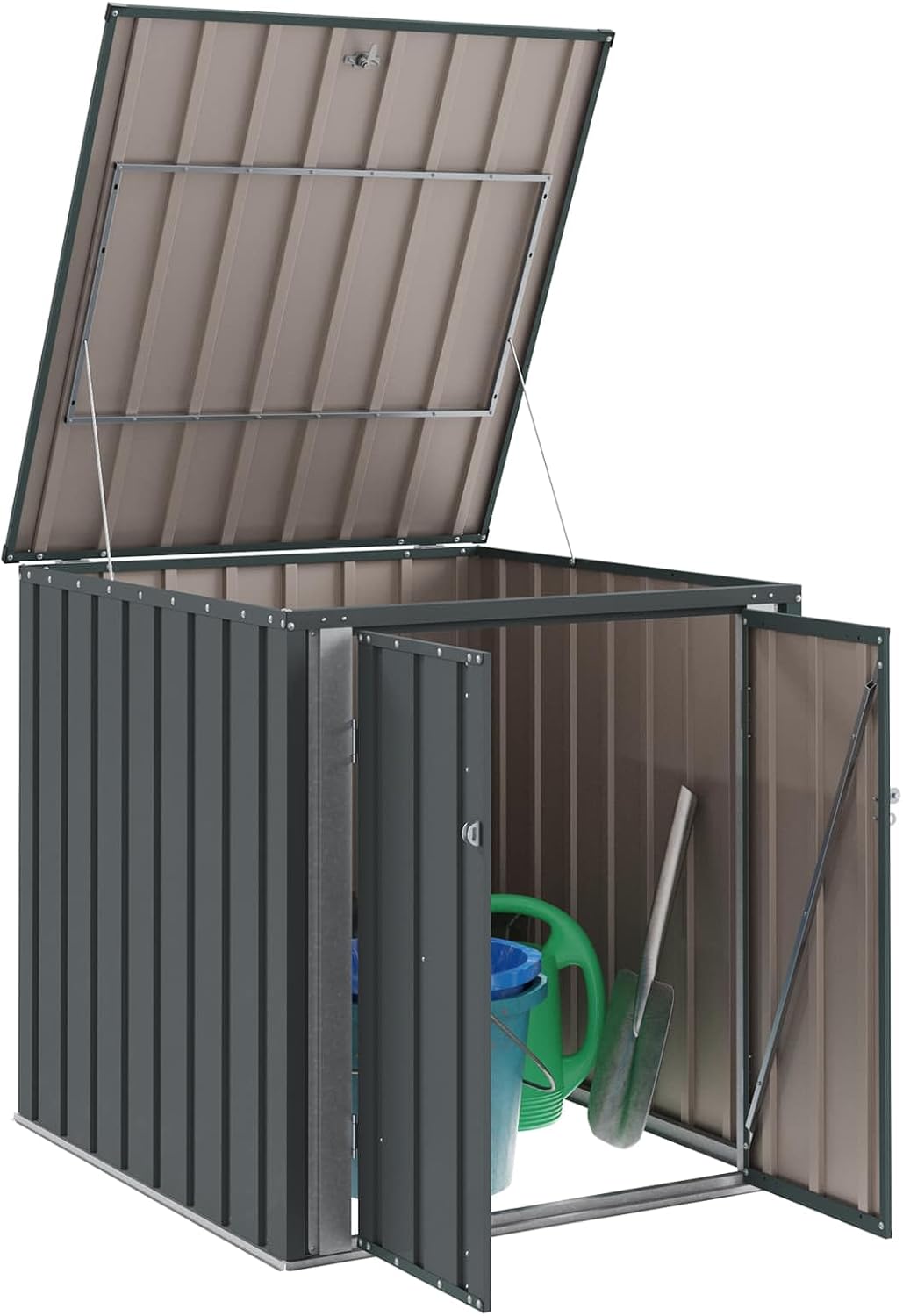 vidaXL Gartenlagerbox Schwarz 101,5 x 107 x 100 cm Stahl