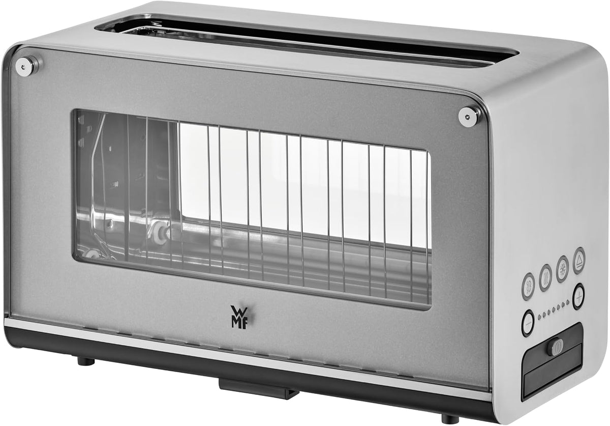 WMF Lono Toaster Glas mit Brötchenaufsatz, für 2 Scheiben, XXL-Toast, Aufwärm-Funktion, 7 Bräunungsstufen, edelstahl matt