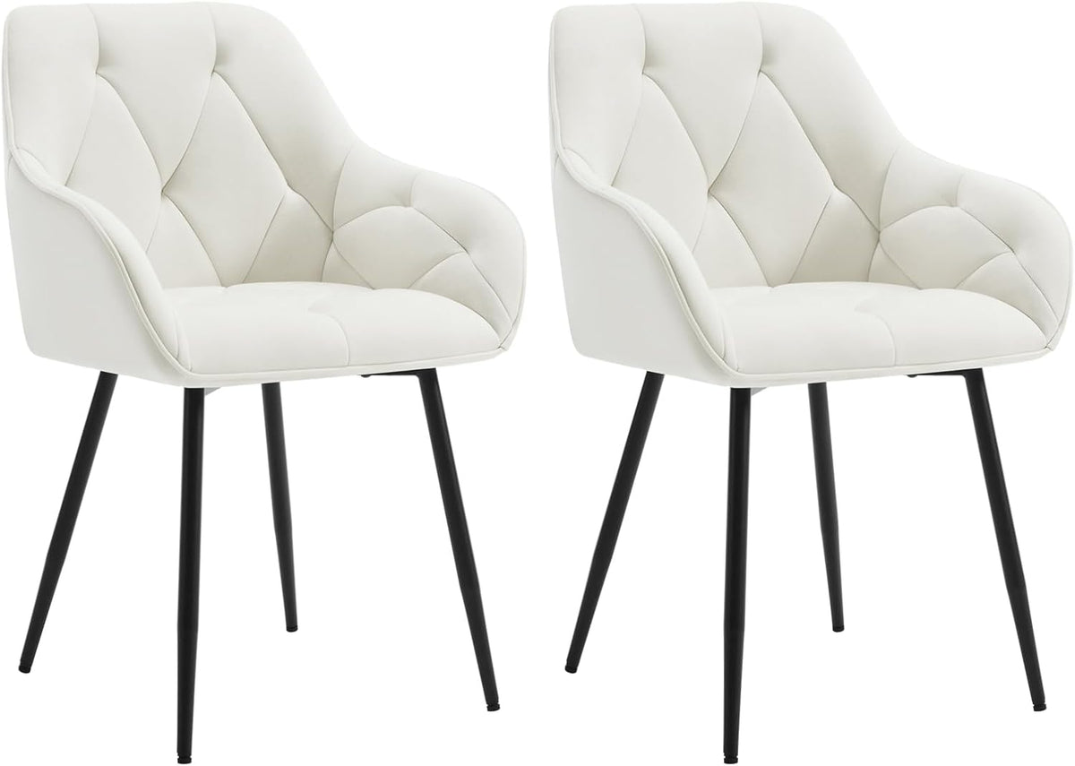 WOLTU Esszimmerstühle 2er Set, für Esszimmer Wohnzimmer, ergonomische Küchenstühle gepolstert mit Armlehnen, Sitzfläche aus Samt, Metallbeinen