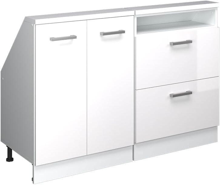 Vicco Dachschrägenschrank-Set Rion, Weiß Hochglanz/Weiß