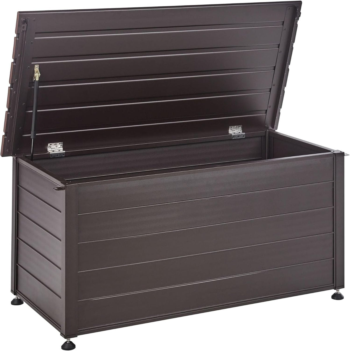 Beliani Gartentruhe 330L Aluminium dunkelbraun wasserfest Kissenbox Auflagenbox Campalto
