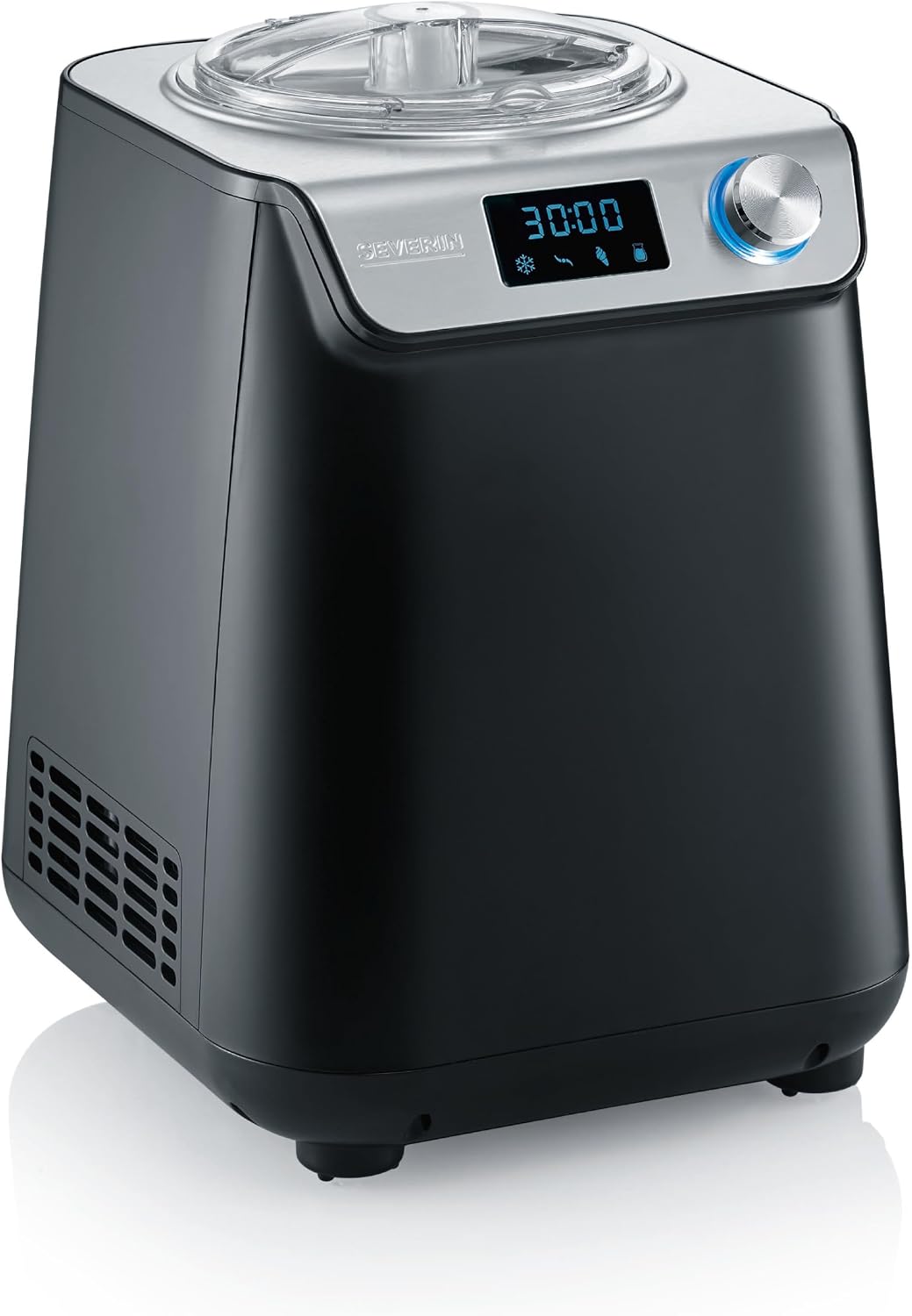 Severin Kompakt Eismaschine & Joghurtbereiter, 2-in-1 Eisbereiter und Joghurtmaschine, platzsparende Eismaschine mit Kompressor im Slim-Design