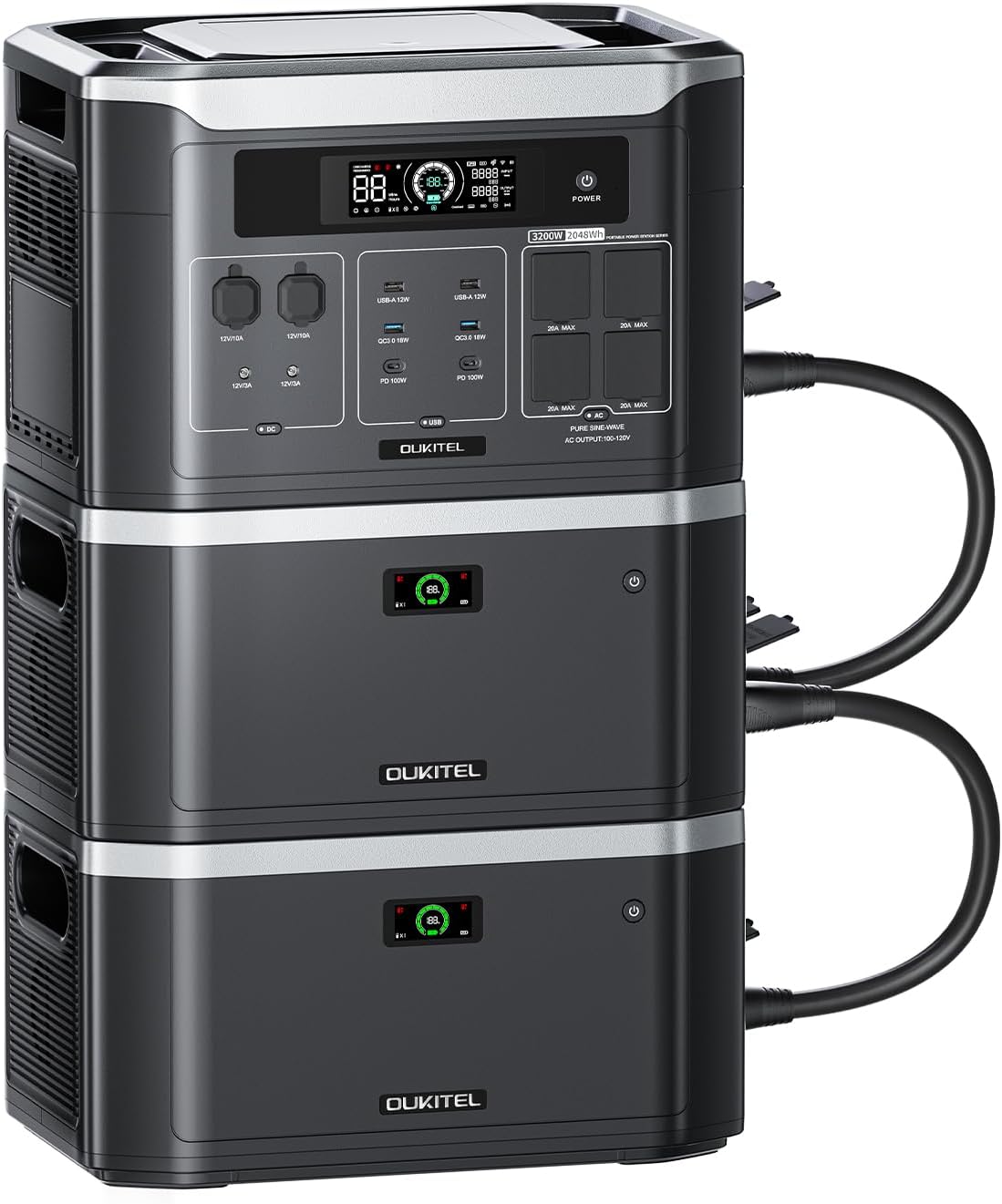 OUKITEL BP3000E 6144Wh Tragbare Powerstation Notstromaggregat für Haus 3200W AC (6400W Spitze) Solargenerator, Erweiterbar auf 16kWh LiFePO4, 10ms