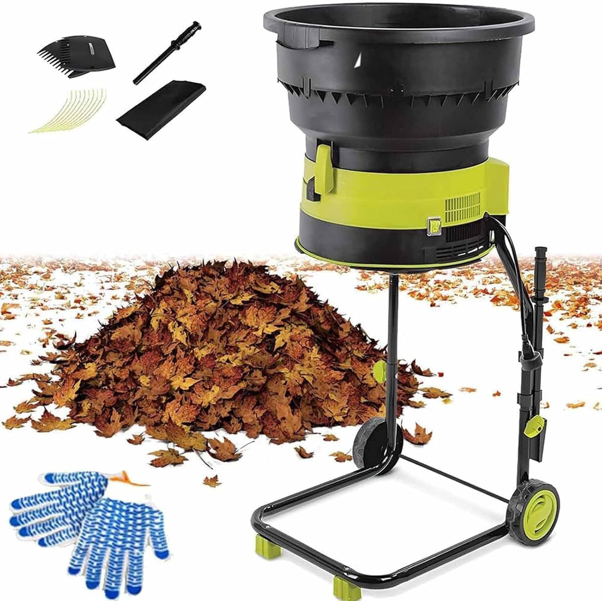 PixCy 2500 W 8000 U/Min Elektrischer Laubmulcher, Gartenlaubzerkleinerer Mit 20 Schnittlinien, Komposthäcksler, Untersetzungsverhältnis 17:1