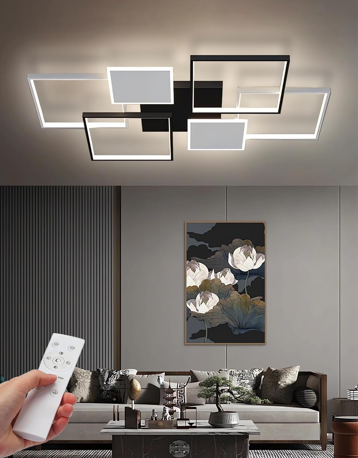 LED-Deckenbeleuchtung Modern Rechteckige Deckenlampen Für Wohnzimmer Dimmbar Mit Fernbedienung Contro Flush Mount Deckenleuchte Für Wohnzimmer