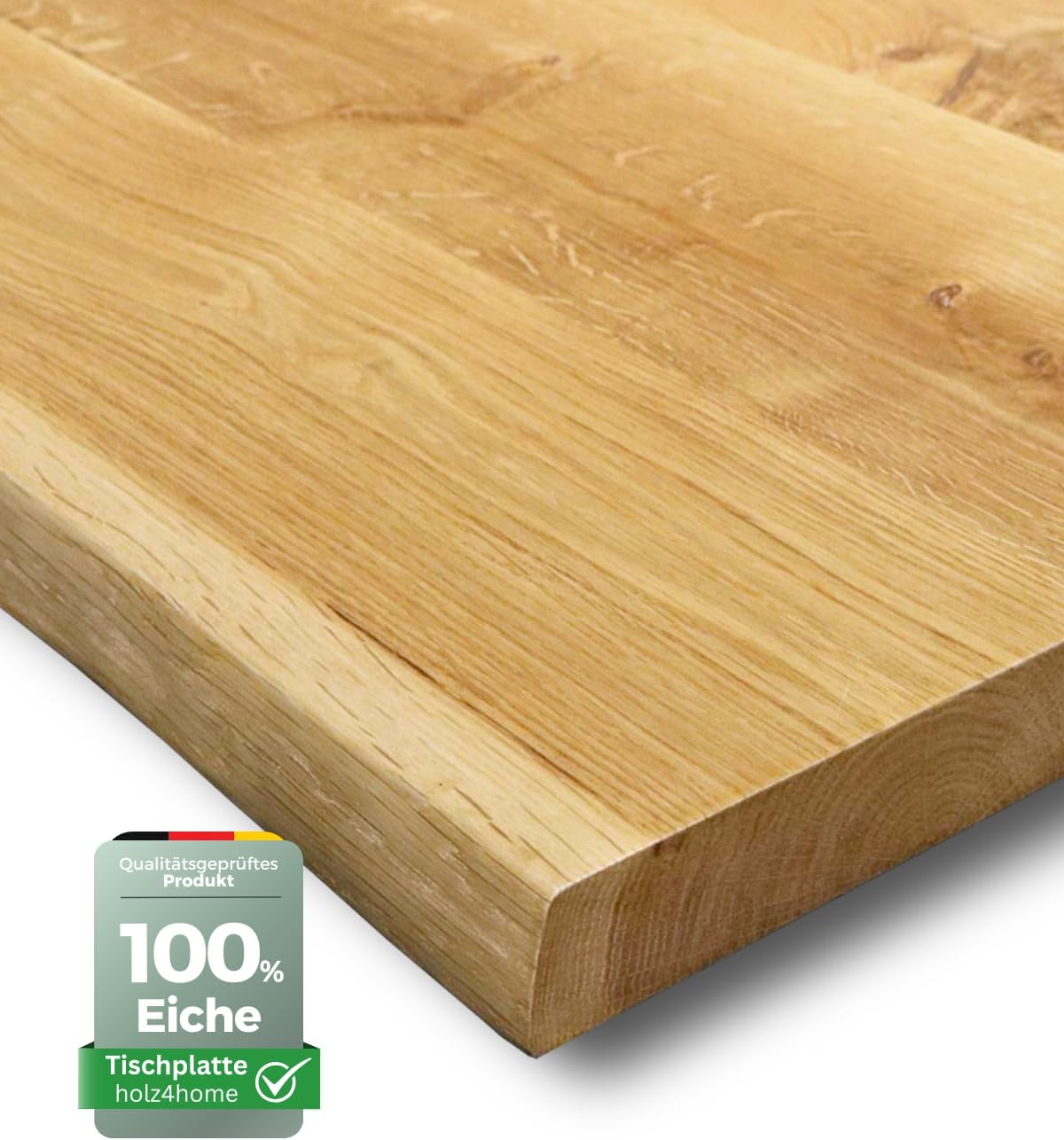 holz4home Tischplatte mit Baumkante Massivholz Eiche I 100 x 70 x 4 cm LxBxH I Esstisch-Platte Schreibtischplatte I Echtholz